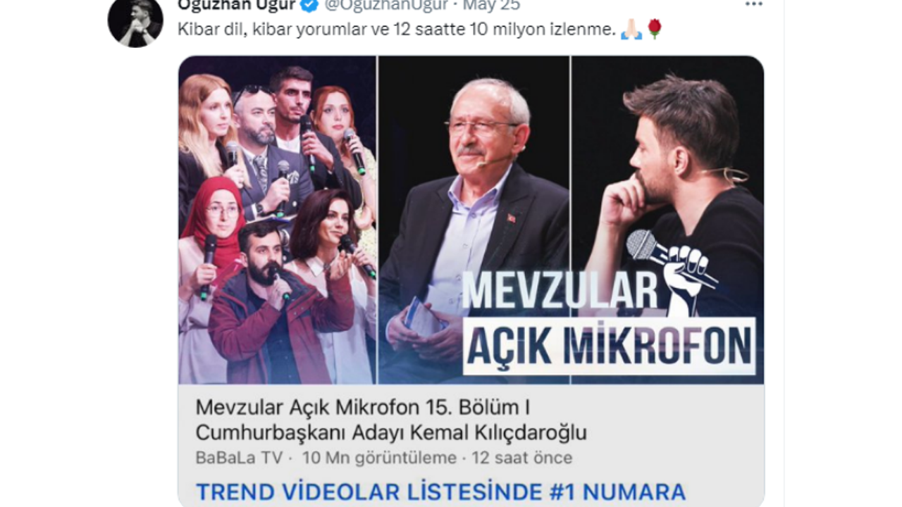 Kılıçdaroğlu’nun programı 12 saatte 10 milyon izlendi