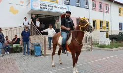 Papağanı ve atıyla oy kullanmaya gitti
