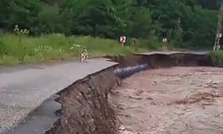 Ordu'da içme suyu ana boru hattının patlama anı kamerada