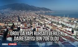 Ordu'da yapı ruhsatı verilen daire sayısı bin 706 oldu