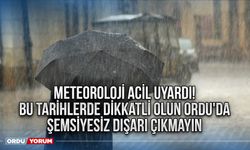 Meteoroloji Acil Uyardı! Bu tarihlerde dikkatli olun Ordu'da şemsiyesiz dışarı çıkmayın