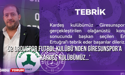 52 Orduspor Futbol Kulübü’nden Giresunspor’a ‘Kardeş Kulübümüz…’