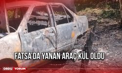 Fatsa’da Yanan Araç Kül Oldu