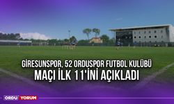 Giresunspor, 52 Orduspor Futbol Kulübü Maçı İlk 11'ini Açıkladı