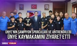 Ünye'nin Şampiyon Sporcuları ve Antrenörleri, Ünye Kaymakamını Ziyaret Etti