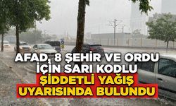 AFAD, 8 şehir ve Ordu için sarı kodlu şiddetli yağış uyarısında bulundu