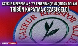 Çaykur Rizespor A.Ş.'ye Fenerbahçe Maçından Dolayı Tribün Kapatma Cezası Geldi