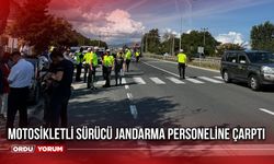 Motosikletli sürücü jandarma personeline çarptı