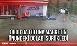 Ordu’da Fırtına Marketin Önündeki Dolabı Sürükledi