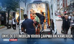 Ünye'de otomobilin yayaya çarpma anı kamerada