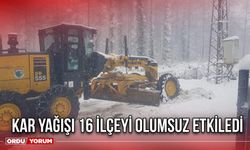 Kar Yağışı 16 İlçeyi Olumsuz Etkiledi