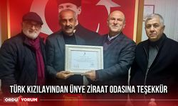 Türk Kızılayından Ünye Ziraat Odasına Teşekkür