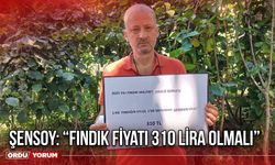 Şensoy: “Fındık Fiyatı 310 Lira Olmalı”