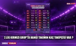 2.Lig Kırmızı Grup'ta Hangi Takımın Kaç Takipçisi Var ?