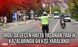 Ordu’da Geçen Hafta Yaşanan Trafik Kazalarında 94 Kişi Yaralandı
