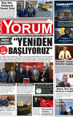 Ordu Yorum Gazetesi | Ordu'nun En Güncel Haber Gazetesi - 18.05.2023 Manşeti