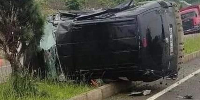Yolcu otobüsü Ünye'de kaza yaptı