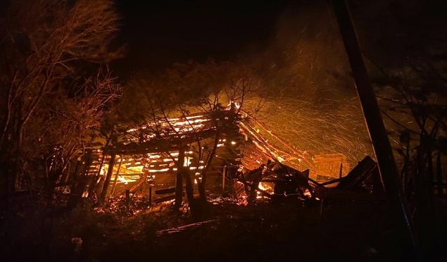 Sinop'ta 2 ev ve 6 samanlık yandı