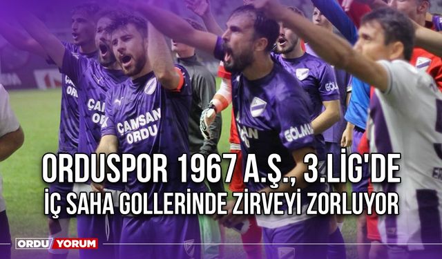 Orduspor 1967 A.Ş., 3.Lig'de İç Saha Gollerinde Zirveyi Zorluyor