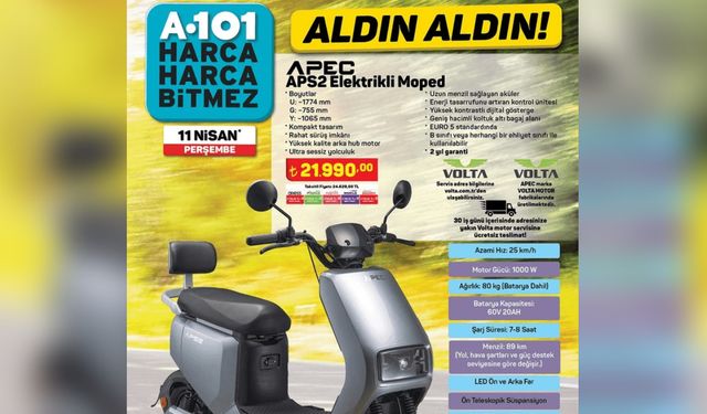 A101'den Elektrikli Moped Hamlesi: APEC APS2 Satışa Sunuluyor! Özellikler, fiyat ve yorumlar