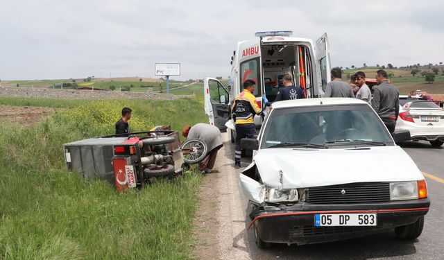 Havza'da otomobille çarpışan engelli motosiklet sürücüsü yaralandı