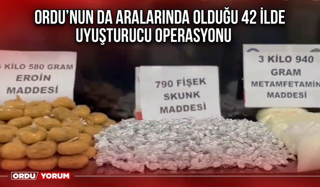 Ordu’nun da Aralarında Olduğu 42 İlde Uyuşturucu Operasyonu