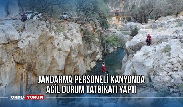 Jandarma Personeli Kanyonda Acil Durum Tatbikatı Yaptı