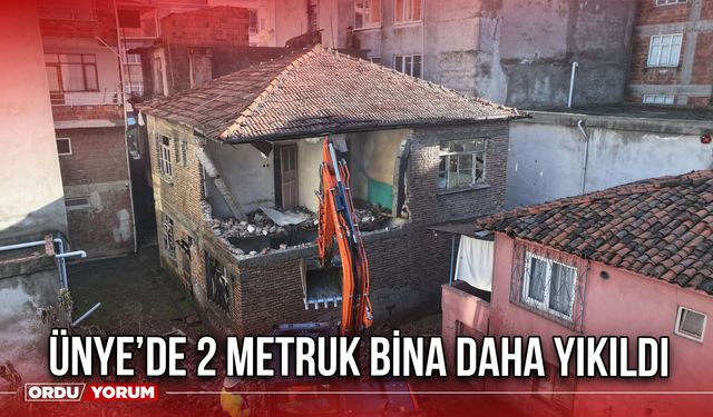 Ünye’de 2 metruk bina daha yıkıldı