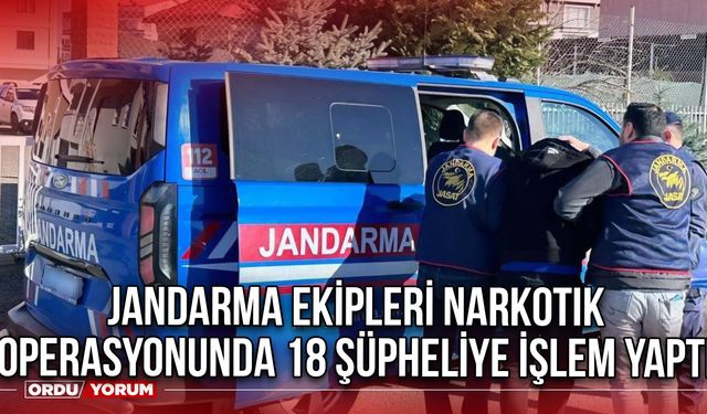 Jandarma Ekipleri Narkotik operasyonunda 18 Şüpheliye İşlem Yaptı