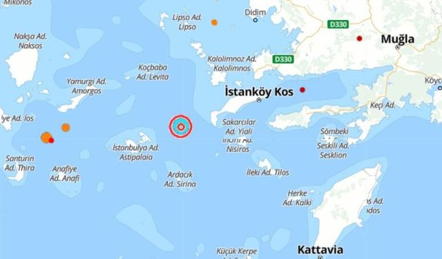 Ege Denizi Bodrum açıklarında gece yarısı 4,2 büyüklüğünde deprem!