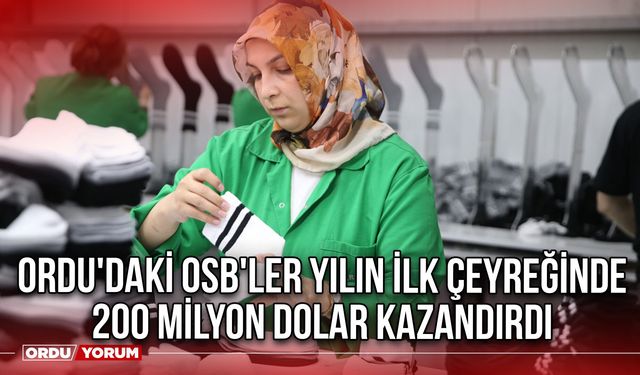 Ordu'daki OSB'ler yılın ilk çeyreğinde 200 milyon dolar kazandırdı