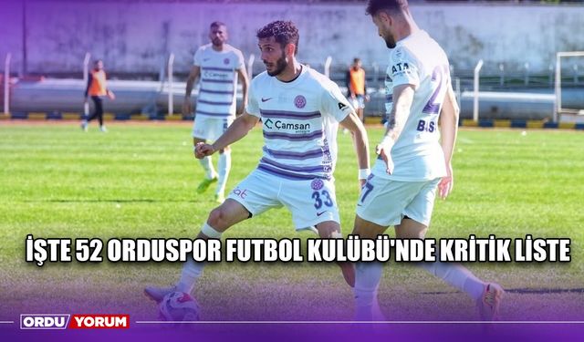 İşte 52 Orduspor Futbol Kulübü'nde Kritik Liste
