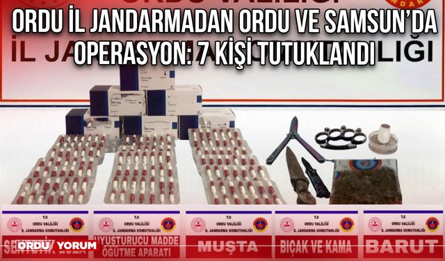 Ordu İl Jandarmadan Ordu ve Samsun’da Operasyon: 7 Kişi Tutuklandı