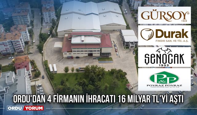 Ordu'dan 4 Firmanın İhracatı 16 Milyar TL'yi Aştı