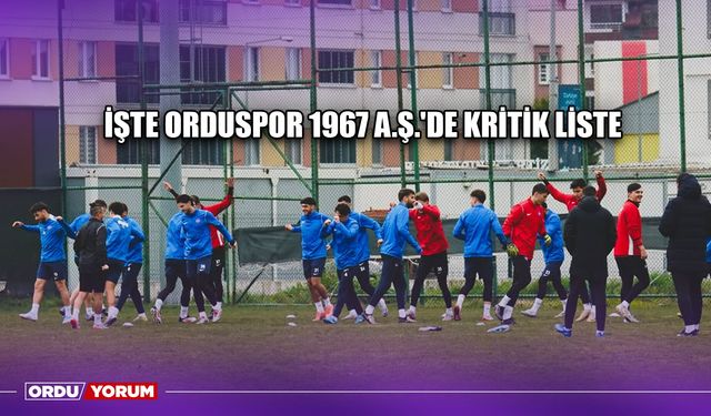 İşte Orduspor 1967 A.Ş.'de Kritik Liste