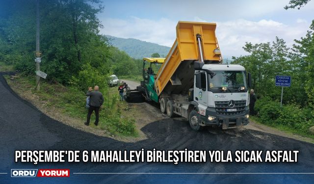 Perşembe'de 6 Mahalleyi Birleştiren Yola Sıcak Asfalt