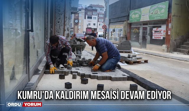 Kumru'da Kaldırım Mesaisi Devam Ediyor