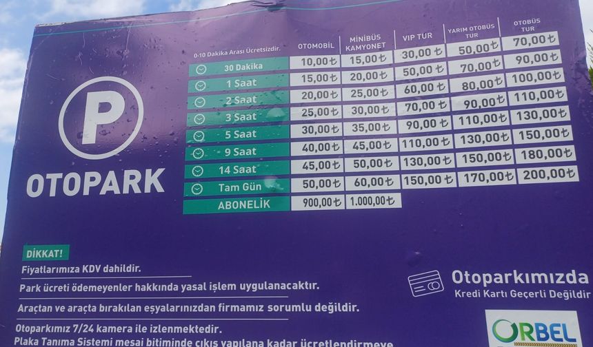 Bir zam da otopark fiyatlarına