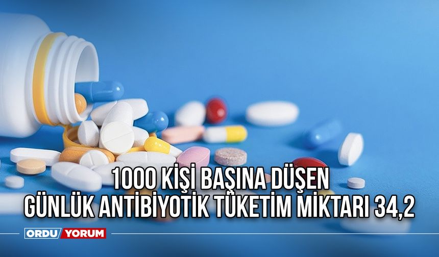 1000 kişi başına düşen günlük antibiyotik tüketim miktarı 34,2