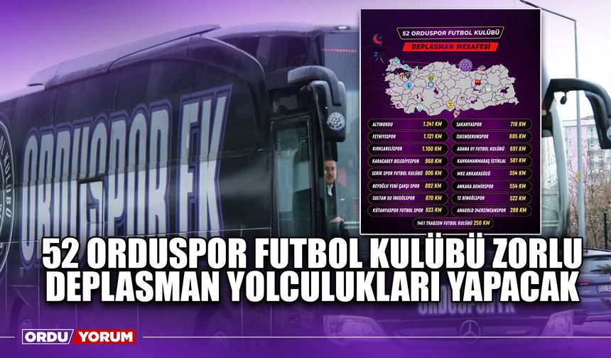 52 Orduspor Futbol Kulübü Zorlu Deplasman Yolculukları Yapacak