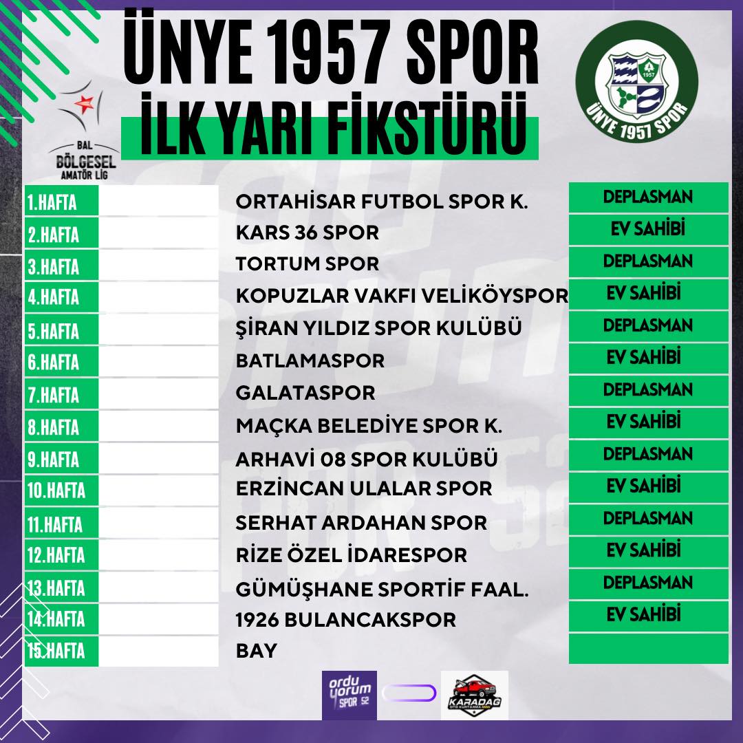 Ünye 1957 Spor Fikstür