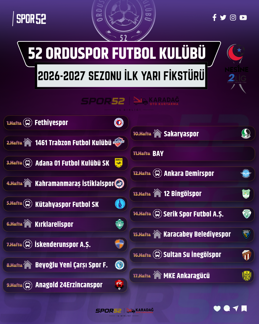 İlk Yarı Fikstürü (1)