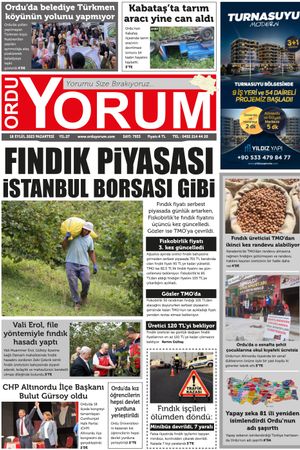 Ordu Yorum Gazetesi | Ordu'nun En Güncel Haber Gazetesi - 18.09.2023 Manşeti