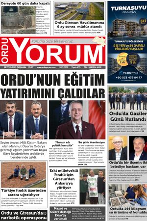 Ordu Yorum Gazetesi | Ordu'nun En Güncel Haber Gazetesi - 20.09.2023 Manşeti