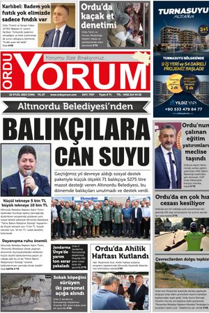 Ordu Yorum Gazetesi | Ordu'nun En Güncel Haber Gazetesi - 22.09.2023 Manşeti
