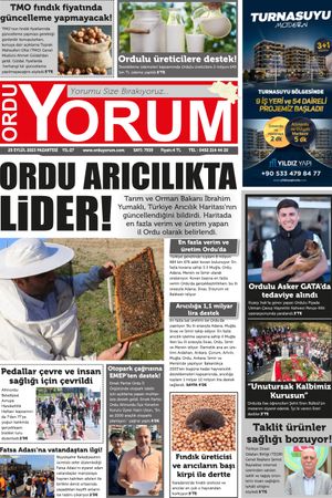 Ordu Yorum Gazetesi | Ordu'nun En Güncel Haber Gazetesi - 25.09.2023 Manşeti