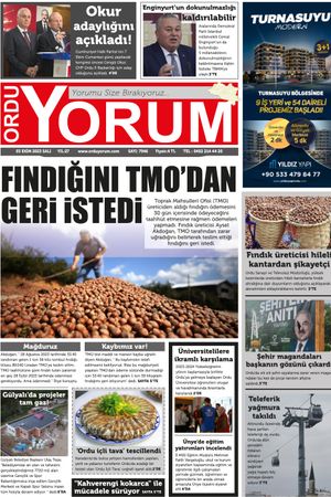 Ordu Yorum Gazetesi | Ordu'nun En Güncel Haber Gazetesi - 03.10.2023 Manşeti