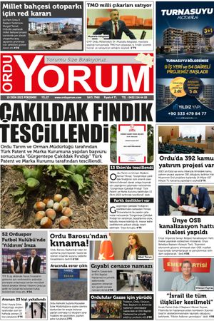 Ordu Yorum Gazetesi | Ordu'nun En Güncel Haber Gazetesi - 19.10.2023 Manşeti