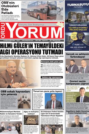 Ordu Yorum Gazetesi | Ordu'nun En Güncel Haber Gazetesi - 01.12.2023 Manşeti