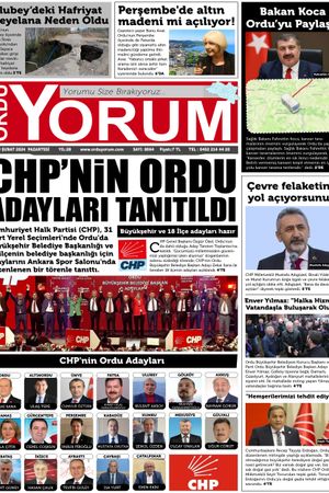 Ordu Yorum Gazetesi | Ordu'nun En Güncel Haber Gazetesi -19.02.2024 Manşeti